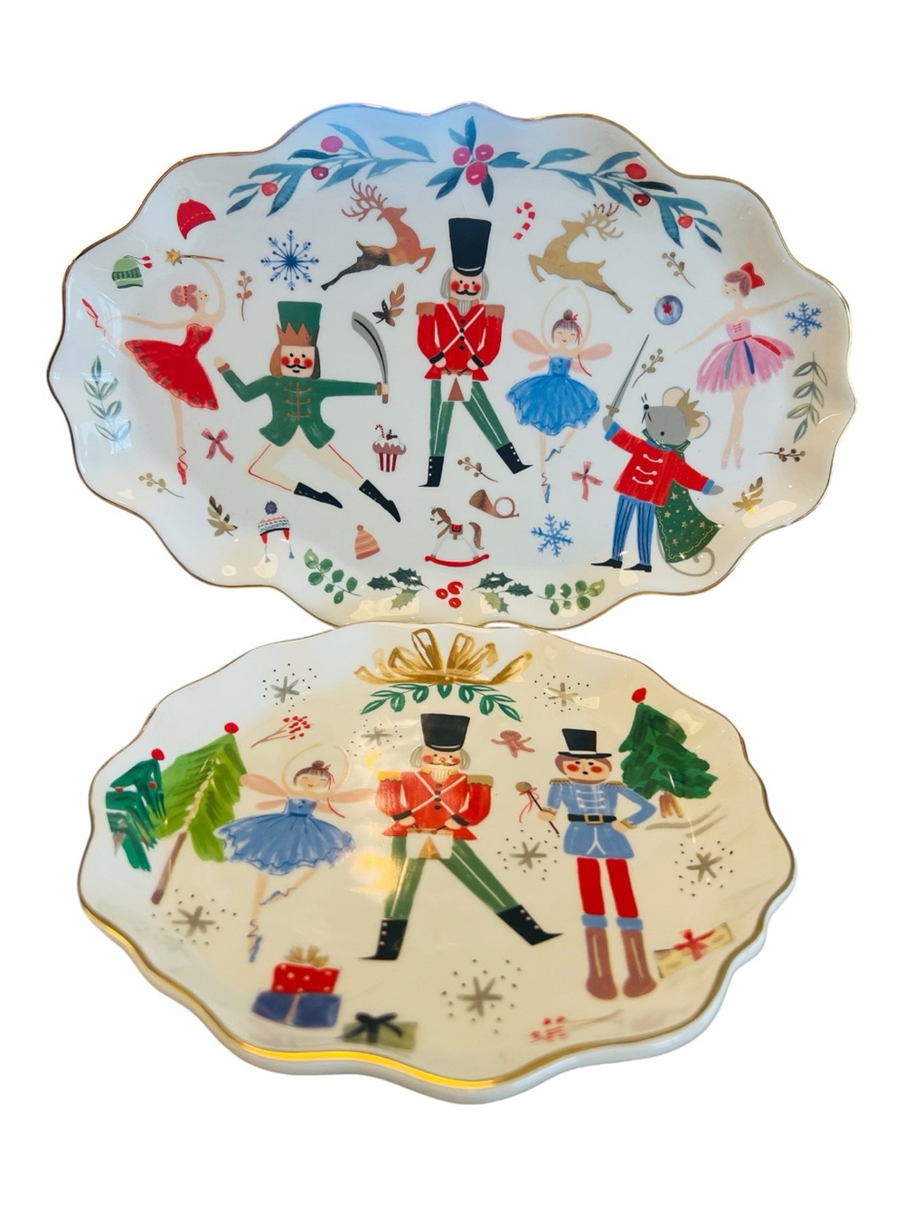 Robert Stanley Nutcracker Ballet Christmas Platter 6 Dessert Plates 7 Pc Set